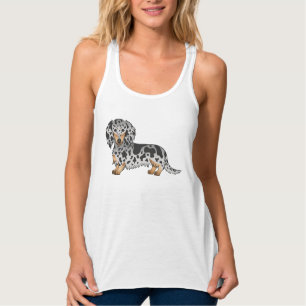 Schwarz und Tan Dapple Süßer Langhaar-Dachshund-Hu Tank Top