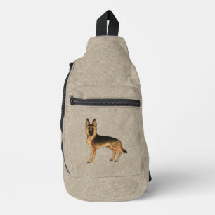Schwarz und Tan Deutsche Schäferhund-Comic-Hund Br Crossbody Bag