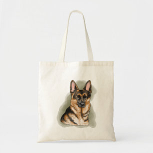 Schwarz und Tan Deutscher Schäferhund Aquarell auf Tragetasche