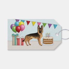 Schwarz und Tan Deutscher Schäferhund farbenfroh G Geschenkanhänger