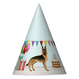 Schwarz und Tan Deutscher Schäferhund farbenfroh G Partyhütchen