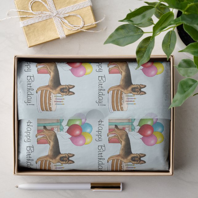Schwarz und Tan Deutscher Schäferhund farbenfroh G Seidenpapier (Geschenk)