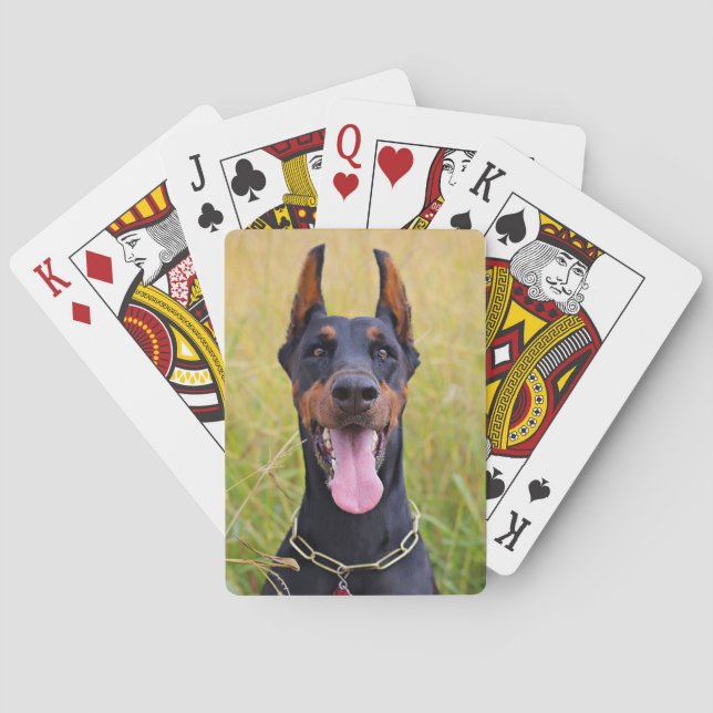 Schwarz und Tan Doberman Pinscher Spielkarten (Rückseite)