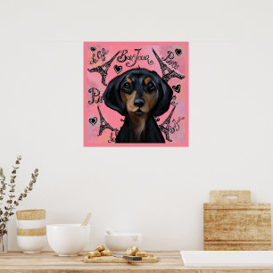 Schwarz und Tan Doxie Poster