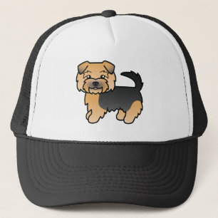 Schwarz und Tan Norfolk Terrier Cartoon Hund Truckerkappe