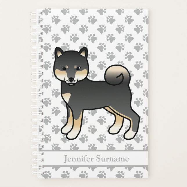 Schwarz und Tan Shiba in Niedliche Hunde und Pfote Planer (Vorderseite)