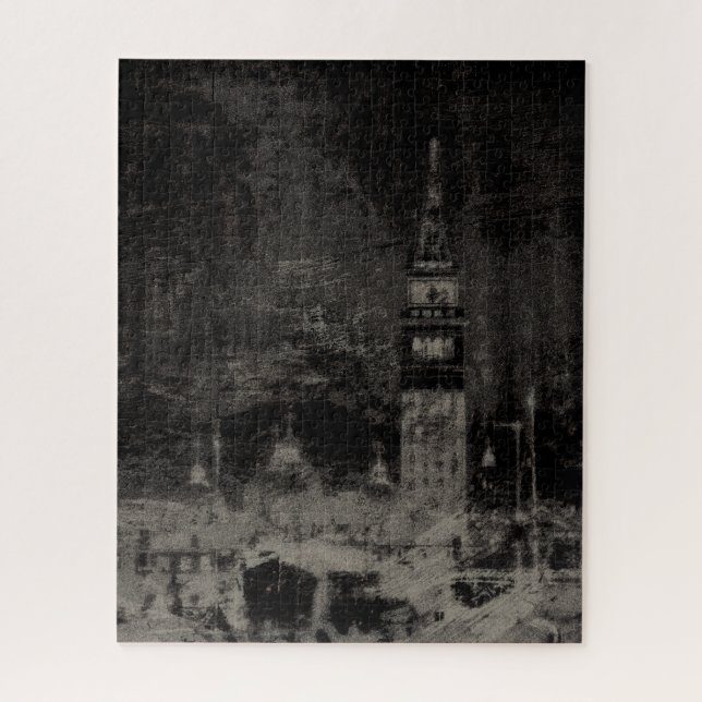 Schwarz und Taupe Skyline Venedig Italien (Vertikal)