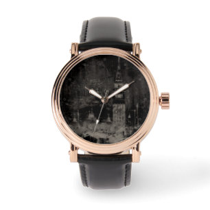 Schwarz und Taupe Skyline Venedig Italien Armbanduhr
