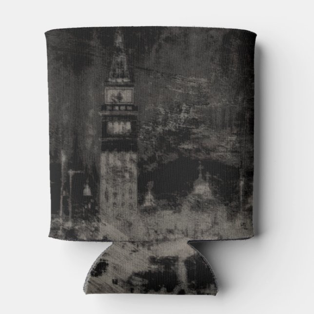 Schwarz und Taupe Skyline Venedig Italien Dosenkühler (Rückseite)