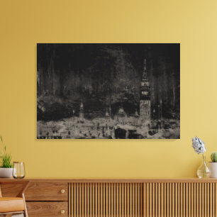 Schwarz und Taupe Skyline Venedig Italien Leinwanddruck