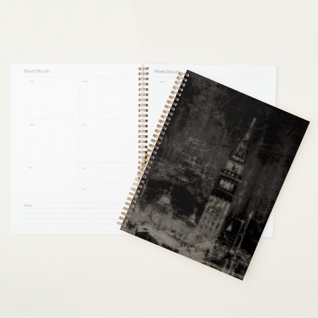 Schwarz und Taupe Skyline Venedig Italien Planer (Anzeige)