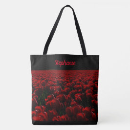 Schwarz und tiefburgundisch, Blume, Ihr Name Tasche