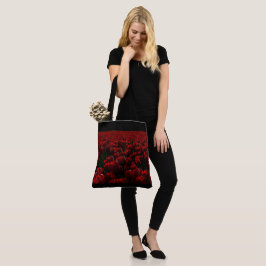 Schwarz und tiefburgundisch, hübsche Blume Tasche