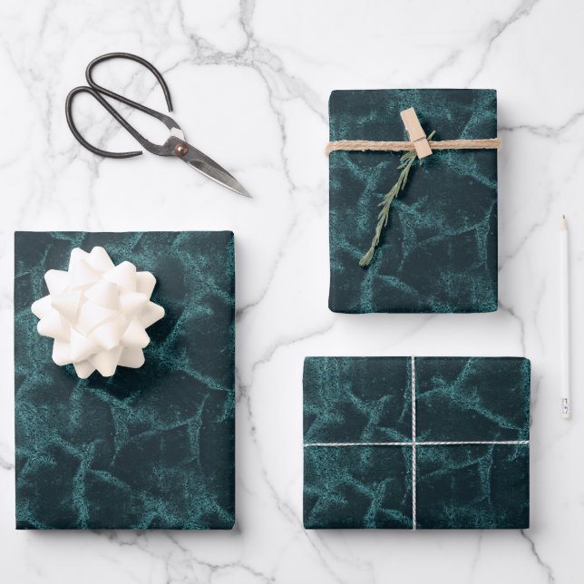 Schwarz und Türkis Geschenkpapier Set (Vorderseite)