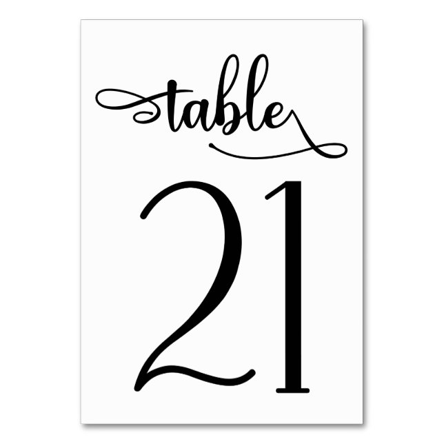 Schwarz und Weiß 3,5 x 5 Tischnummer | Tabelle 21 (Rückseite)