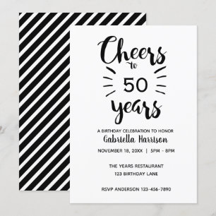 Schwarz und Weiß 50. Geburtstag Einladung