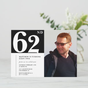 Schwarz und Weiß 62. Geburtstag Einladungen Foto