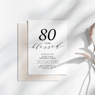 Schwarz und Weiß | 80 Years Loved 80. Geburtstagsp Einladung