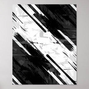 Schwarz und Weiß Abstrakt Poster