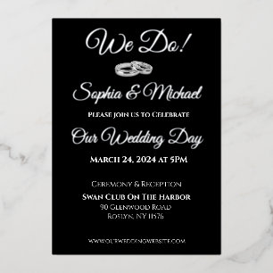 Schwarz und Weiß Affair-We Do! Hochzeit Folien Feiertagskarte