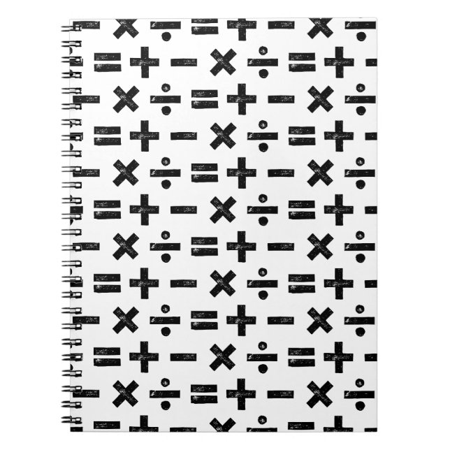 Schwarz und Weiß Alle Mathematik Symbole Lino Schn Notizblock (Vorderseite)