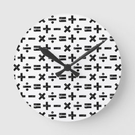 Schwarz und Weiß Alle Mathematik Symbole Lino Schn Runde Wanduhr