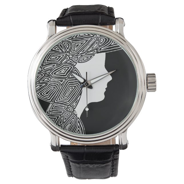 Schwarz und Weiß Armbanduhr (Vorderseite)