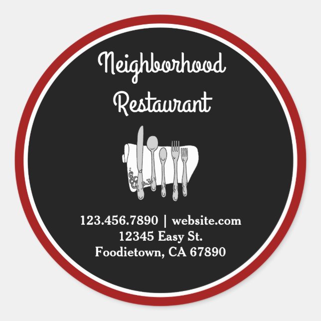 Schwarz und Weiß auf Red Custom Restaurant Sticker (Vorderseite)