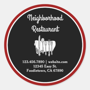 Schwarz und Weiß auf Red Custom Restaurant Sticker