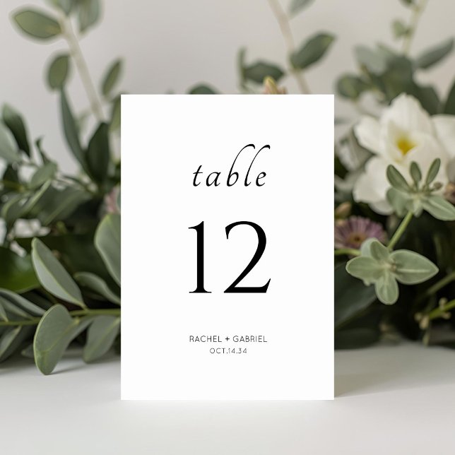 Schwarz und Weiß | Chic Modern Floral Wedding Tischnummer (Von Creator hochgeladen)