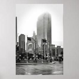 Schwarz und Weiß Chicago USA FLAG Fotografie Poster