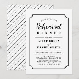 Schwarz und Weiß | Classic Wedding Probe Dinner Einladung