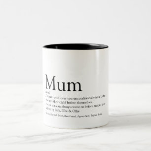 Schwarz und Weiß: Das beste Mum Definition-Zitat d Zweifarbige Tasse