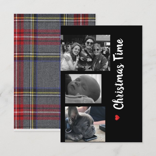 Schwarz und Weiß der Weihnachtskarte Karte (Vorne/Hinten)