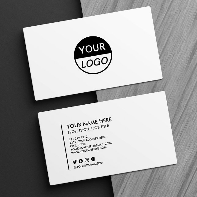 Schwarz und Weiß des Logos Minimalistisch hinzufüg Visitenkarte (Von Creator hochgeladen)