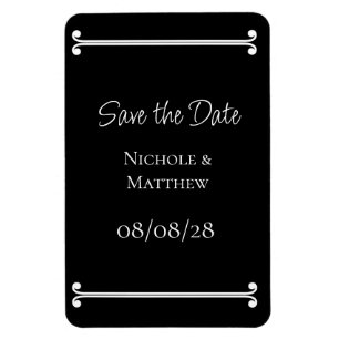 Schwarz und Weiß Elegant Save the Date einfach Magnet