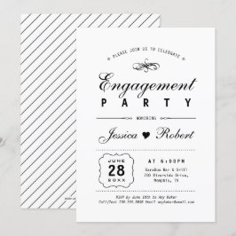 Schwarz und Weiß | Elegante Engagement-Partei Einladung