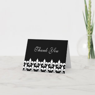 Schwarz und Weiß Fleur‑de‑Lis Danke