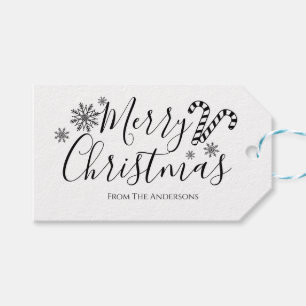 Schwarz und Weiß frohe Weihnachten Geschenkanhänger