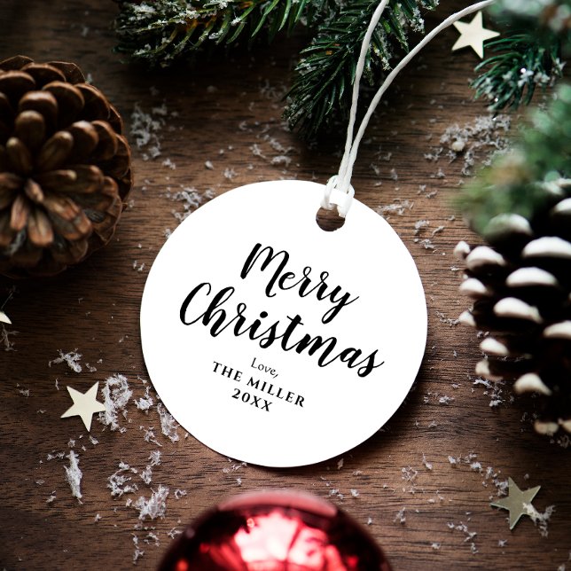 Schwarz und Weiß frohe Weihnachten Geschenkanhänger (Von Creator hochgeladen)