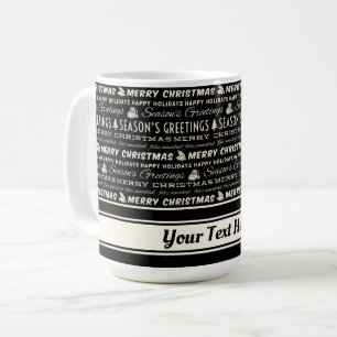 Schwarz und Weiß frohe Weihnachts Retro Typografie Kaffeetasse