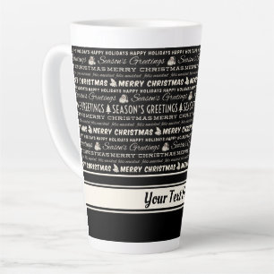 Schwarz und Weiß frohe Weihnachts Retro Typografie Milchtasse