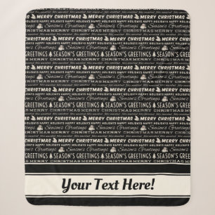 Schwarz und Weiß frohe Weihnachts Retro Typografie Sherpadecke