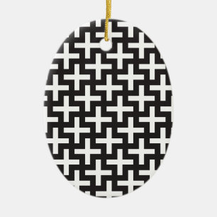 Schwarz und Weiß geometrisch Keramikornament