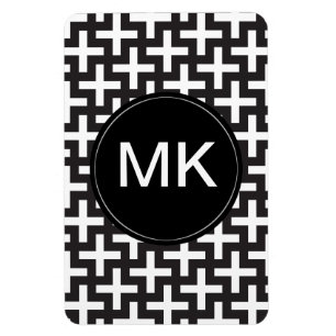 Schwarz und Weiß geometrisch Magnet