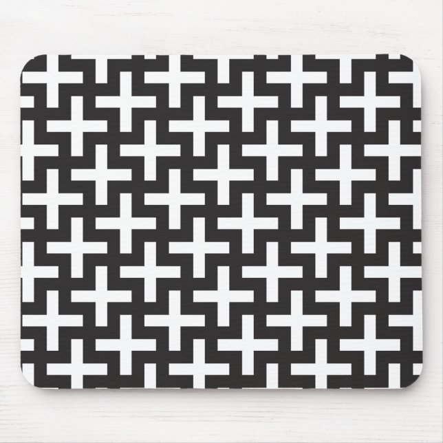Schwarz und Weiß geometrisch Mousepad (Vorne)