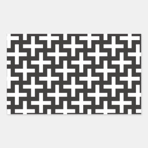 Schwarz und Weiß geometrisch Rechteckiger Aufkleber
