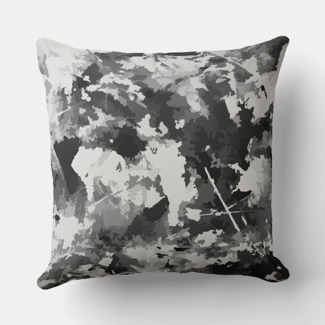 Schwarz und Weiß gestört Kissen (Rückseite)