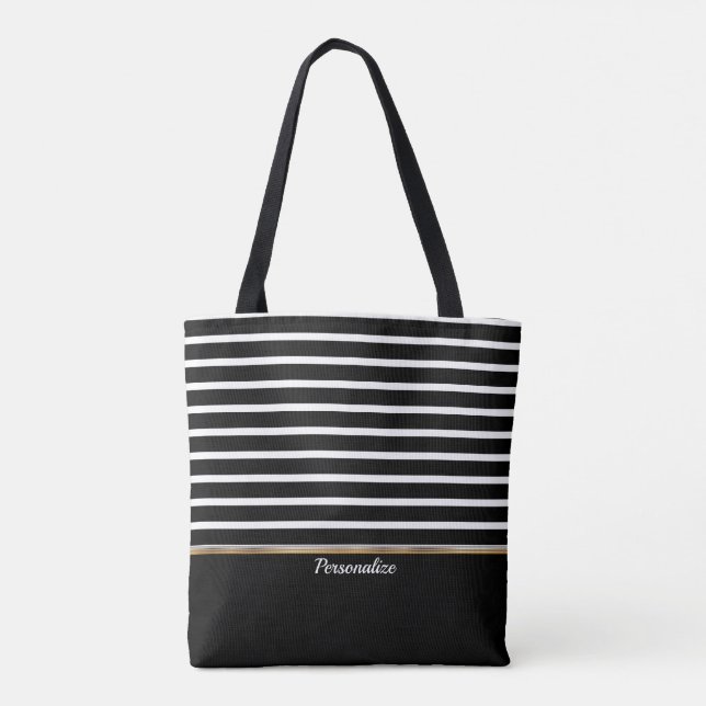Schwarz und Weiß gestreift - Anpassen Tasche (Rückseite)