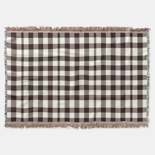 Schwarz und Weiß Gingham Classic Moderne Decke (Vorderseite)